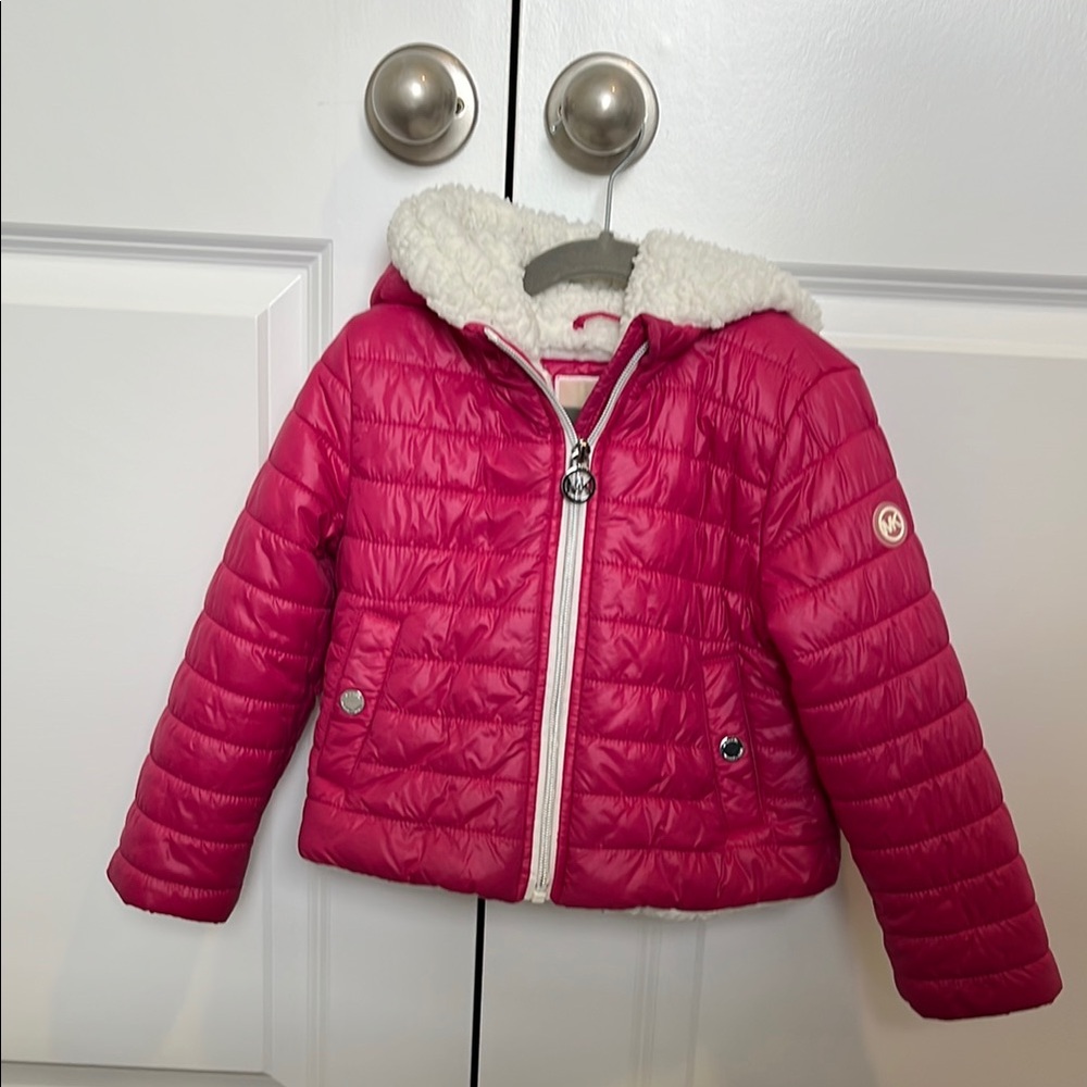 4T Michael Kors Pink Quilted Hooded Jacket